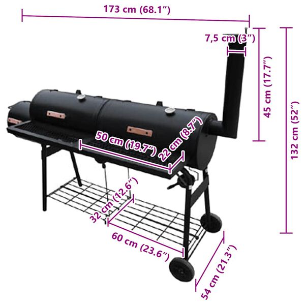 vidaXL Barbecue-Smoker Grill Nevada XL Schwarz