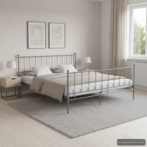 vidaXL Bett Grau Metall 200x200 cm