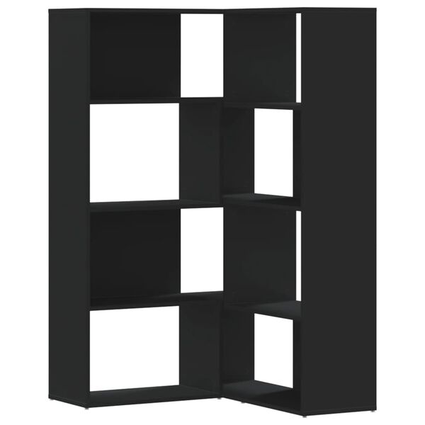 vidaXL Eck-Bücherregal 4 Etagen Schwarz 85x85x140 cm Holzwerkstoff