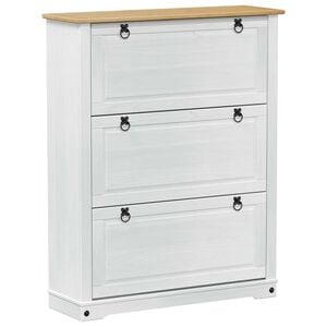 vidaXL Schuhschrank Corona Wei&szlig; 99 x 32 x 122 cm Massives Kiefernholz