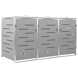 vidaXL M&uuml;lltonnenbox f&uuml;r 3 Tonnen 207x77,5x115 cm Edelstahl
