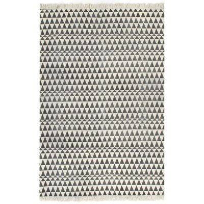 vidaXL Kelim-Teppich Baumwolle 160x230 cm mit Muster Schwarz/Weiß
