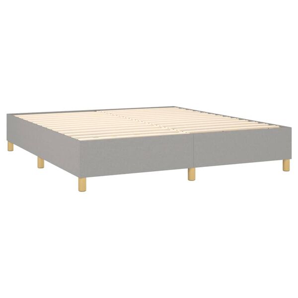 vidaXL Boxspringbett mit Matratze Hellgrau 200x200 cm Stoff