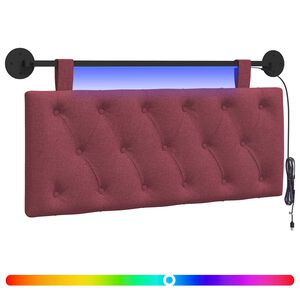 vidaXL H&auml;ngendes Kopfteil Mit LED Licht Weinrot Stoff