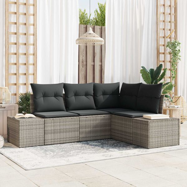 vidaXL Gartensofa-set 4 pcs Hellgrau Poly-Rattan