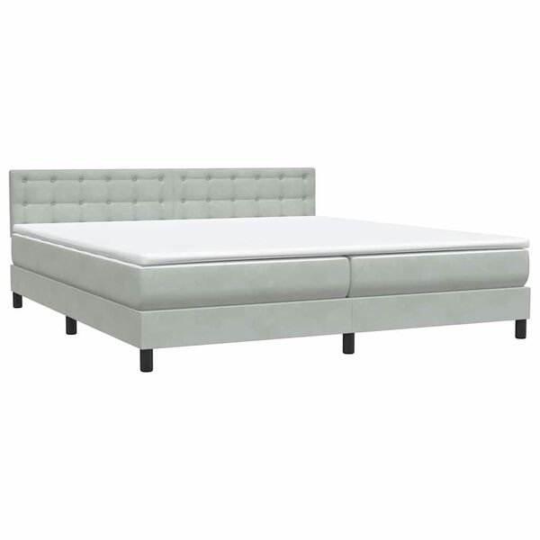 vidaXL Boxspringbett mit Matratze Hellgrau 180x210 cm Samt