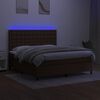 vidaXL Boxspringbett mit Matratze & LED Dunkelbraun 180x200 cm Stoff