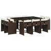 vidaXL 11-tlg. Garten-Essgruppe mit Kissen Braun Poly Rattan