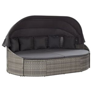 vidaXL Outdoor-Loungebett mit Dach Grau