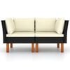 vidaXL Ecksofas 2 Stk. Poly Rattan und Eukalyptus Massivholz