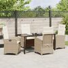 vidaXL Garten Essgruppe mit Kissen 5 pcs Beige Poly-Rattan