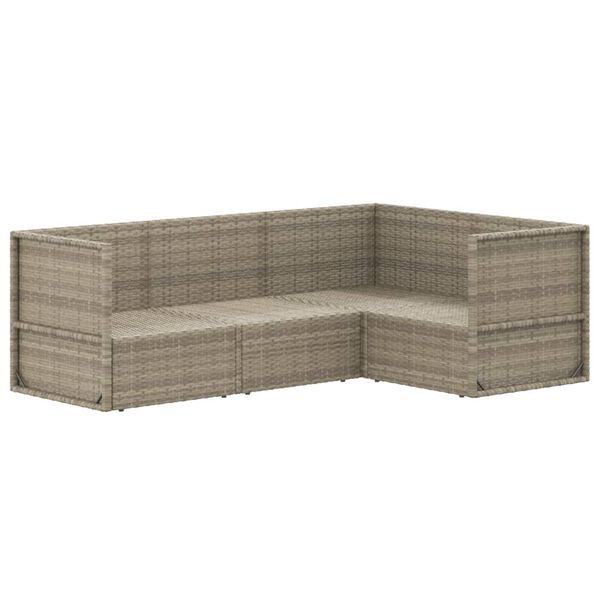 vidaXL 4-tlg. Garten-Lounge-Set mit Kissen Grau Poly Rattan