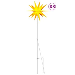vidaXL LED-Weihnachtssterne 3 Stk. mit Erdspie&szlig;en Faltbar Gelb 57 cm