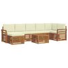 vidaXL Ecksofa Set mit Kissen 8 pcs Natur und Creme Massivholz Akazie
