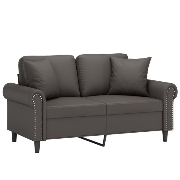 vidaXL 2-Sitzer-Sofa mit Kissen Grau 120 cm Kunstleder