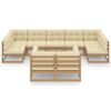 vidaXL 10-tlg. Garten-Lounge-Set mit Kissen Honigbraun Massivholz