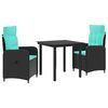vidaXL Garten Essgruppe 3 stk. Schwarz und T&uuml;rkis Poly-Rattan
