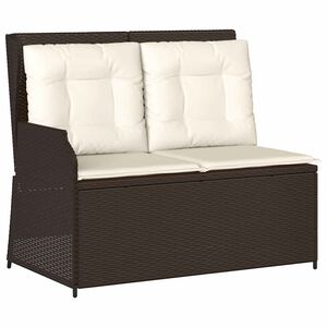 vidaXL Gartenbank Verstellbar mit Kissen Braun Poly Rattan