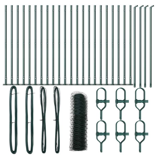 vidaXL Zaunpfosten Grün 50 x 0,8 m (50 mm Maschen) Stahl und PVC