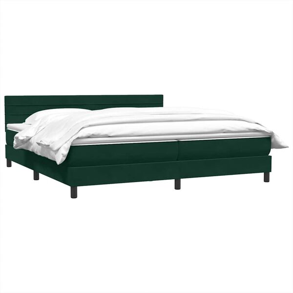 vidaXL Boxspringbett mit Matratze Dunkelgr&uuml;n 200x210 cm Samt