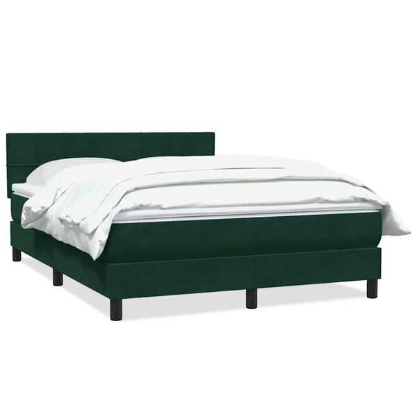 vidaXL Boxspringbett mit Matratze Dunkelgr&uuml;n 140x210 cm Samt