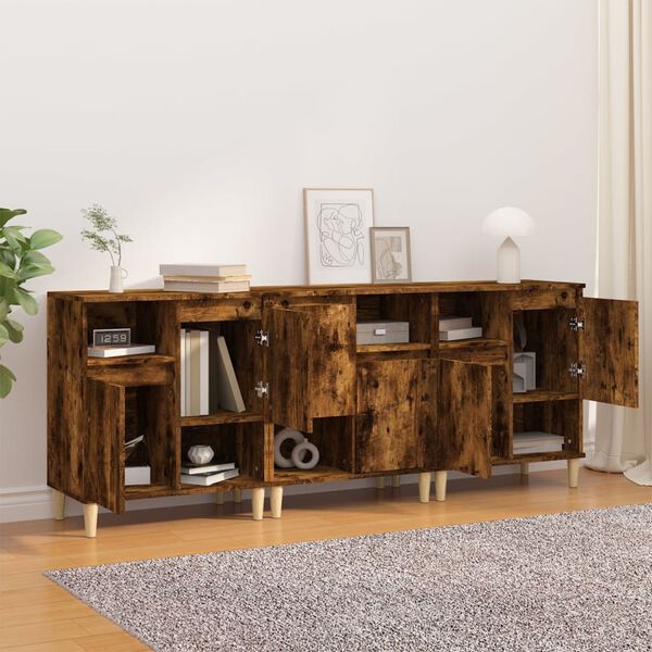 vidaXL Sideboards 3 Stk. R&auml;uchereiche 60x35x70 cm Holzwerkstoff