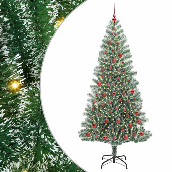 vidaXL K&uuml;nstlicher Weihnachtsbaum beschneit mit LED Licht 210 cm