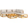 vidaXL 6-tlg. Garten-Lounge-Set mit Hellgrauen Kissen Massivholz