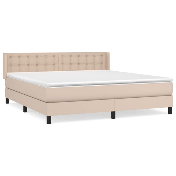 vidaXL Boxspringbett Matratze Cappuccino-Braun 160x200 cm Kunstleder