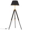 vidaXL Stativlampe Schwarz und Golden Teak Massivholz 141 cm