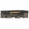 vidaXL 4-tlg. Garten-Sofagarnitur mit Kissen L-Form Grau Poly Rattan