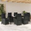 vidaXL Garten Essgruppe mit Kissen 7 pcs Schwarz Poly-Rattan