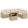 vidaXL 7-tlg. Garten-Sofagarnitur mit Kissen Beige Poly Rattan