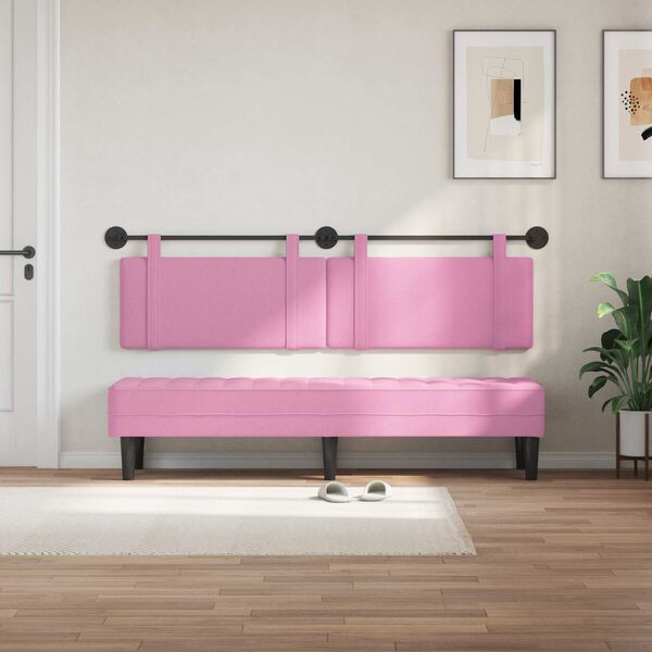 vidaXL H&auml;ngevorderseite Wandmontiert Uni Rosa 190 x 55 x 5 cm Stoff