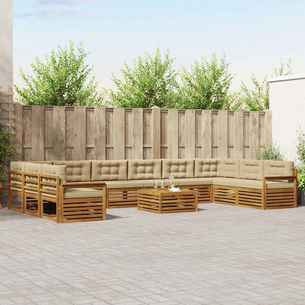 vidaXL Sofagarnituren 11 pcs Natur und Beige Massivholz Akazie