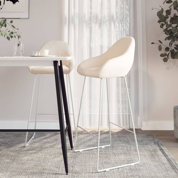vidaXL Barhocker 2 Stk. Creme Samt