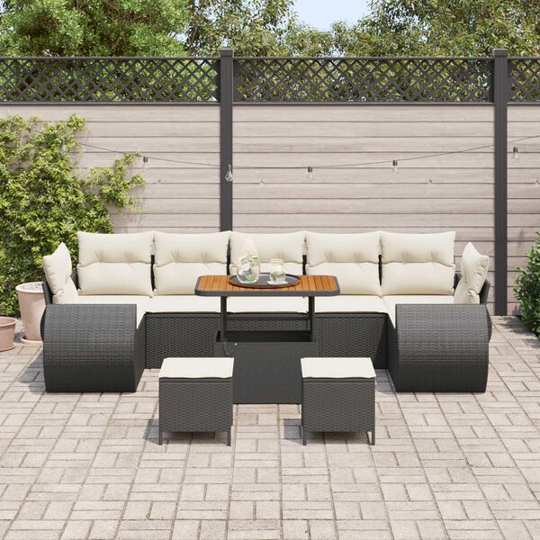 vidaXL Garten-Sofa-Set 10 pcs Schwarz Poly-Rattan