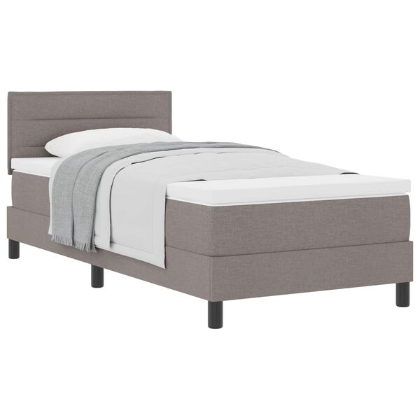 vidaXL Boxspringbett mit Matratze mit Kopfteil Taupe 90 x 190 cm Stoff