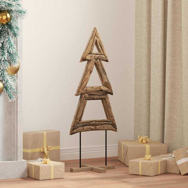 vidaXL Weihnachtsbaum mit St&auml;nder Braun 90 cm Massivholz Teak