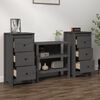 vidaXL Sideboards 2 Stk. Grau 40x35x80 cm Massivholz Kiefer