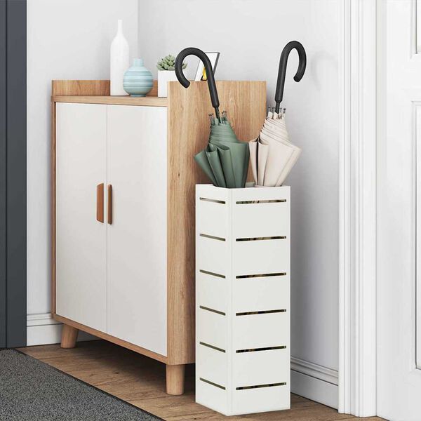 vidaXL Sonnenschirmhalter mit Speicher Wei&szlig; 15,5 x 15,5 x 49 cm Stahl