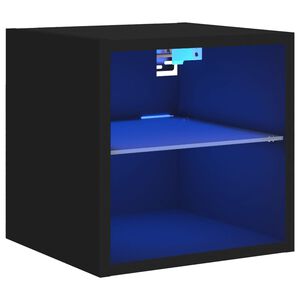 vidaXL TV-Wandschrank mit LED-Leuchten Schwarz 30x28,5x30 cm