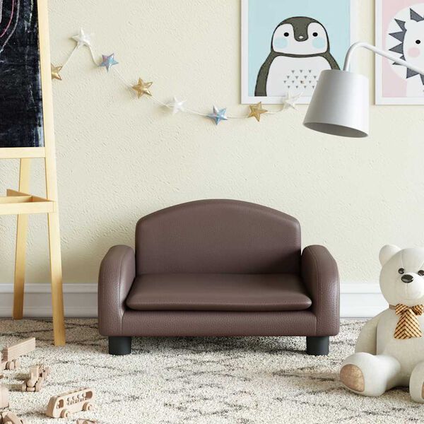 vidaXL Kindersofa Braun 50x40x30 cm Kunstleder