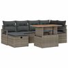 vidaXL Garten-Sofa-Set mit Kissen mit Speicher 7 pcs Grau Poly Rattan