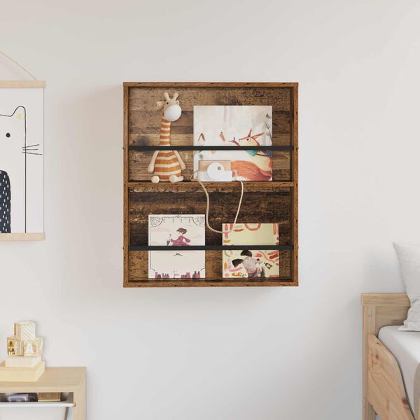 vidaXL Magazinregal mit Regal Altholz 60 x 12 x 70 cm Holzwerkstoff