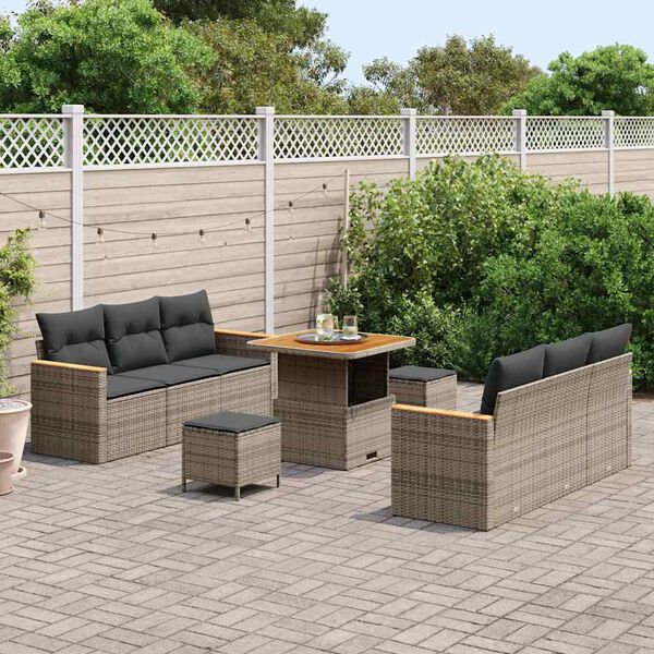 vidaXL Gartensofa-set mit Kissen 11 pcs Grau Poly-Rattan