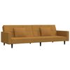 vidaXL Schlafsofa 2-Sitzer mit 2 Kissen & Hocker Braun Samt