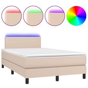 vidaXL Boxspringbett mit Matratze & LED Cappuccino-Braun 120x190 cm