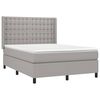 vidaXL Boxspringbett mit Matratze & LED Hellgrau 140x190 cm Stoff
