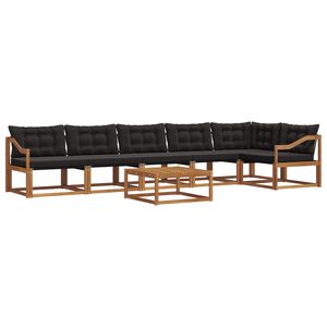 vidaXL Outdoor-Sofagarnitur mit Kissen 7 pcs Nat&uuml;rlich und Schwarz